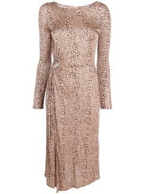 

Leopard-print gathered midi dress, TWINSET Leopard-print gathered midi dress