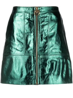 

Metallic-finish leather mini skirt, PINKO Metallic-finish leather mini skirt