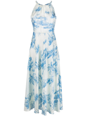 

Halterneck tropical-print silk dress, RED Valentino Halterneck tropical-print silk dress