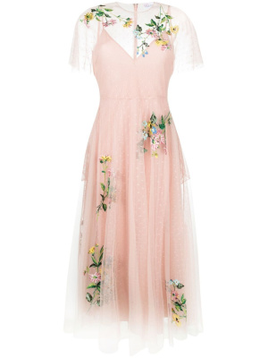

Floral-embroidered tulle dress, RED Valentino Floral-embroidered tulle dress