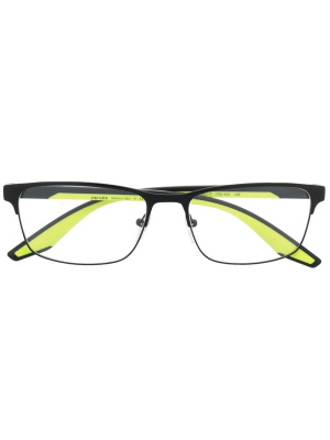 

Logo-plaque square-frame glasses, Prada Eyewear Logo-plaque square-frame glasses