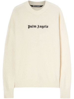 

Logo-embroidered wool-blend jumper, Palm Angels Logo-embroidered wool-blend jumper