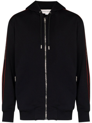 

Logo-tape zip-up hoodie, Alexander McQueen Logo-tape zip-up hoodie