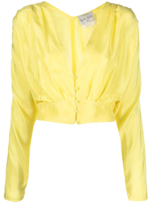 

Plunge gathered long-sleeve blouse, Forte Forte Plunge gathered long-sleeve blouse