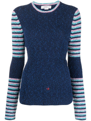 

Logo-embroidered striped jumper, Victoria Beckham Logo-embroidered striped jumper