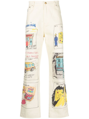 

Graphic print straight leg jeans, KidSuper Graphic print straight leg jeans