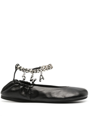 

Logo-charm leather ballerina shoes, JW Anderson Logo-charm leather ballerina shoes