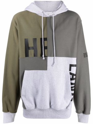

Patchwork logo-print pullover hoodie, Helmut Lang Patchwork logo-print pullover hoodie