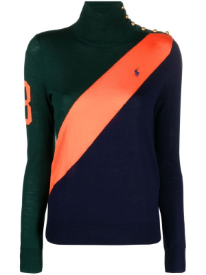 

Colour-block high neck jumper, Polo Ralph Lauren Colour-block high neck jumper