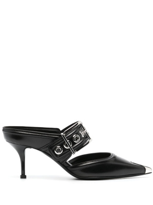 

Punk 65mm buckled leather mules, Alexander McQueen Punk 65mm buckled leather mules