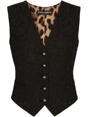 

Brocade-pattern V-neck vest, Dolce & Gabbana Brocade-pattern V-neck vest