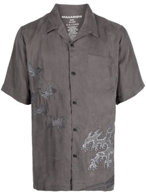 

Flying Cranes embroidered short-sleeved shirt, Maharishi Flying Cranes embroidered short-sleeved shirt
