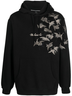 

Peace Cranes logo-embroidered cotton hoodie, Maharishi Peace Cranes logo-embroidered cotton hoodie