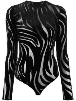 

Zebra Velvet long-sleeve bodysuit, Versace Zebra Velvet long-sleeve bodysuit