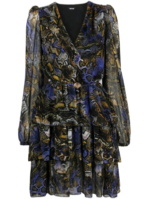 

Snakeskin-print ruffle-trim minidress, Just Cavalli Snakeskin-print ruffle-trim minidress