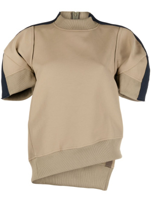 

Stripe-detail asymmetric-hem T-shirt, Sacai Stripe-detail asymmetric-hem T-shirt