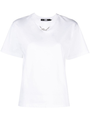

Logo-plaque organic-cotton T-shirt, Karl Lagerfeld Logo-plaque organic-cotton T-shirt