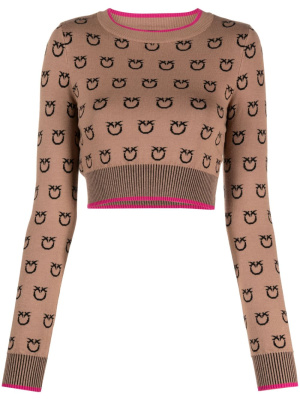 

Logo-print knitted cropped jumper, PINKO Logo-print knitted cropped jumper