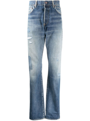 

Distressed-finish straight-leg jeans, Visvim Distressed-finish straight-leg jeans