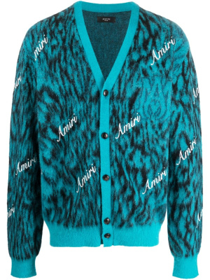 

Logo-print knitted cardigan, AMIRI Logo-print knitted cardigan