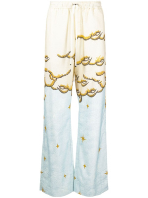

Sunscape-print flared trousers, AMIRI Sunscape-print flared trousers