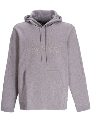 

Curved logo-embroidered drawstring hoodie, BOSS Curved logo-embroidered drawstring hoodie