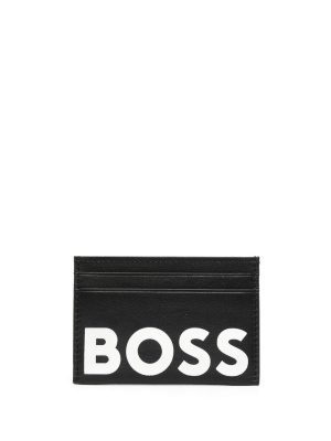 

Logo-print leather cardholder, BOSS Logo-print leather cardholder