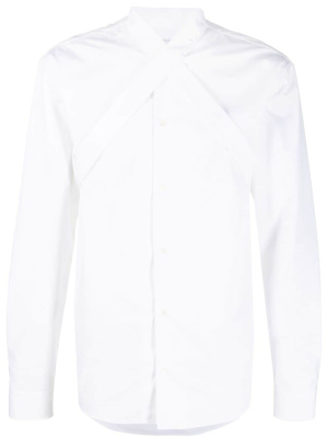

Ow Emb strap-detail cotton shirt, Off-White Ow Emb strap-detail cotton shirt