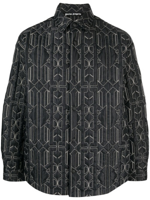 

Monogram-quilted shirt jacket, Palm Angels Monogram-quilted shirt jacket