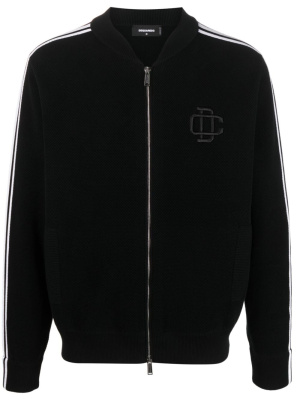 

Logo-embroidered bird' eye knit cardigan, Dsquared2 Logo-embroidered bird's eye knit cardigan