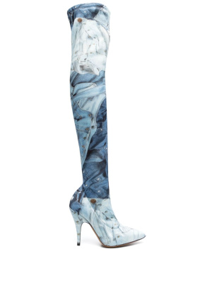 

Denim-print 100mm leather boots, MOSCHINO JEANS Denim-print 100mm leather boots