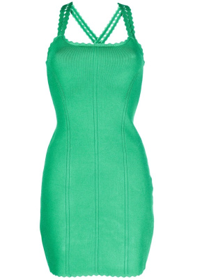 

Scalloped cross-strap mini dress, Victoria Beckham Scalloped cross-strap mini dress