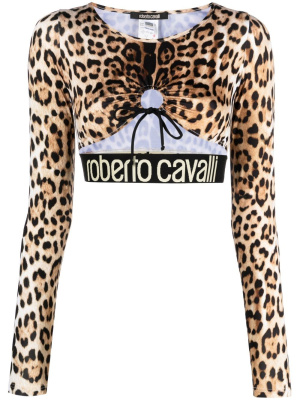 

Leopard-print cropped top, Roberto Cavalli Leopard-print cropped top