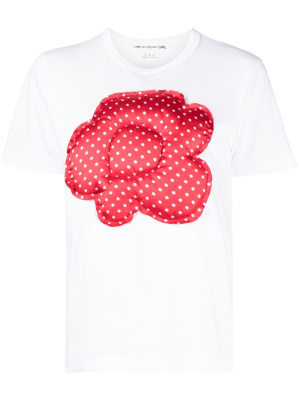 

Floral-appliqué cotton T-shirt, Comme Des Garçons Girl Floral-appliqué cotton T-shirt