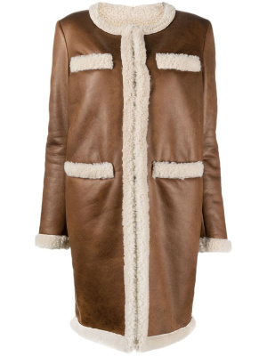 

Faux-shearling collarless coat, Dsquared2 Faux-shearling collarless coat