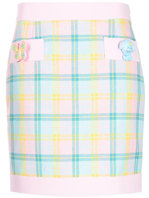 

Animal-detail plaid skirt, Moschino Animal-detail plaid skirt