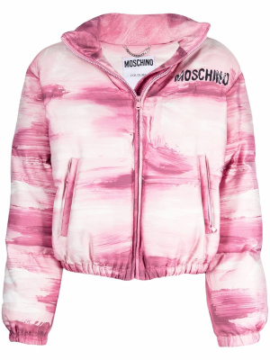 

Brushstroke-print puffer jacket, Moschino Brushstroke-print puffer jacket