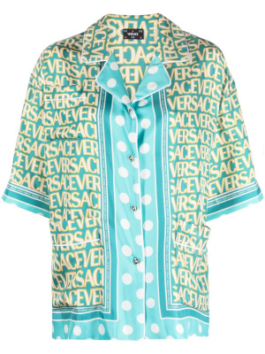 

Allover Polka Dot-print silk shirt, Versace Allover Polka Dot-print silk shirt