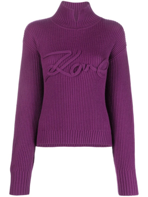

Logo-appliqué knitted jumper, Karl Lagerfeld Logo-appliqué knitted jumper