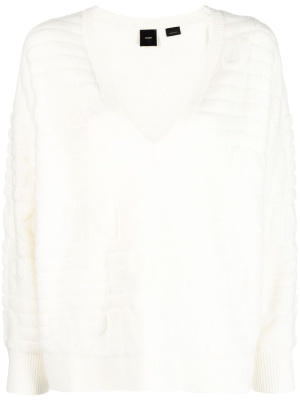 

Intarsia-knit logo V-neck jumper, PINKO Intarsia-knit logo V-neck jumper