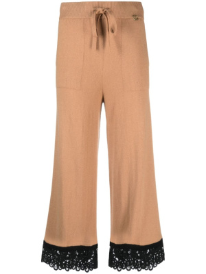 

Lace-trim wide-leg cropped trousers, TWINSET Lace-trim wide-leg cropped trousers