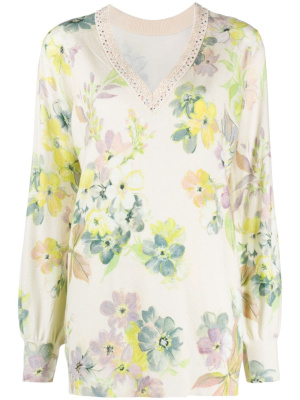 

Floral-print V-neck jumper, TWINSET Floral-print V-neck jumper