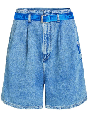 

Organic cotton belted denim shorts, Karl Lagerfeld Jeans Organic cotton belted denim shorts