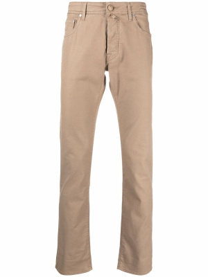 

Logo-patch straight-leg trousers, Jacob Cohën Logo-patch straight-leg trousers