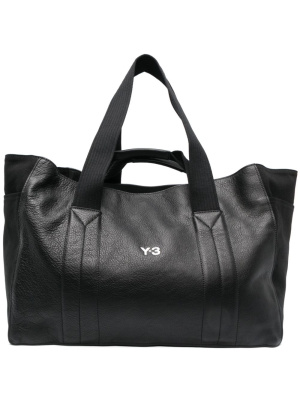 

Logo-embossed leather tote bag, Y-3 Logo-embossed leather tote bag