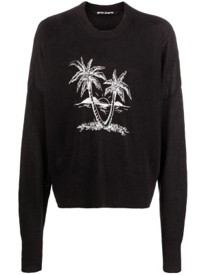 

Palm Tree-print linen jumper, Palm Angels Palm Tree-print linen jumper