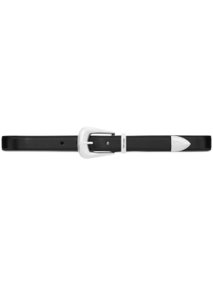 

Logo-engraved leather belt, Saint Laurent Logo-engraved leather belt