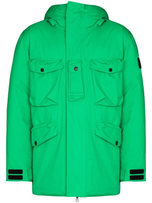 

Compass-logo hooded parka coat, Stone Island Compass-logo hooded parka coat