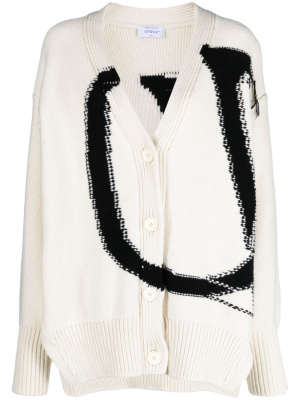 

Ow Maxi logo-intarsia cardigan, Off-White Ow Maxi logo-intarsia cardigan