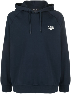 

Logo-embroidered cotton hoodie, A.P.C. Logo-embroidered cotton hoodie